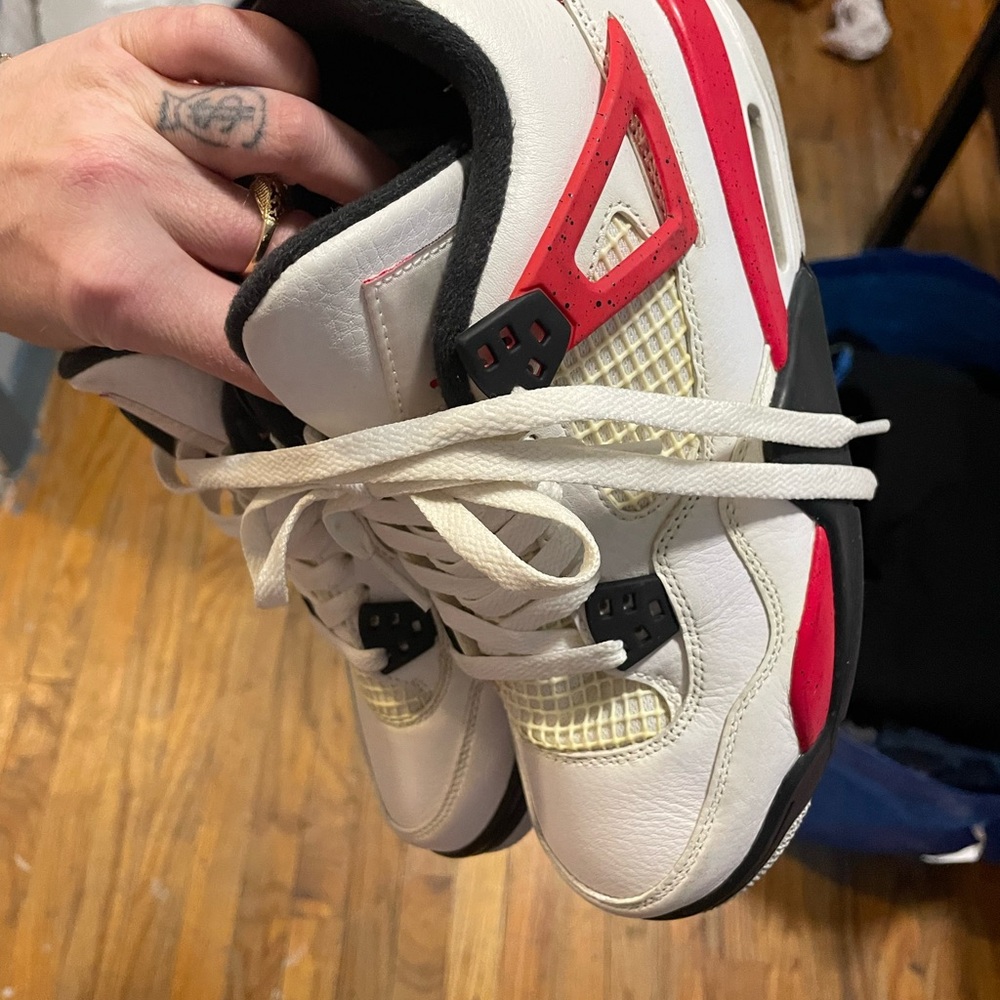 White and Red Air Jordan Sneakers - Picture 3 of 5